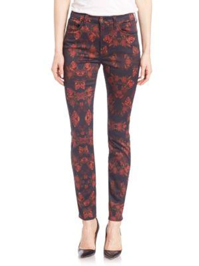 7 For All Mankind Rose Printed Pants In Rouge Roses