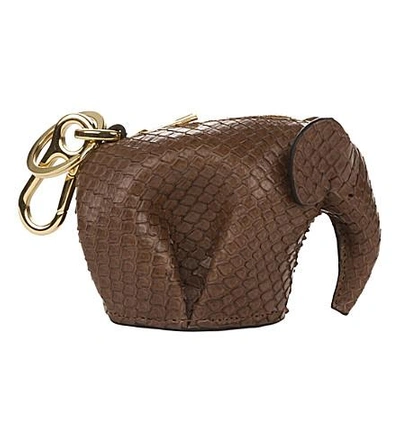 Shop Loewe Elephant Python-leather Charm In Hazelnut