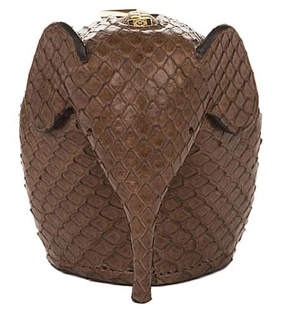 Shop Loewe Elephant Python-leather Charm In Hazelnut