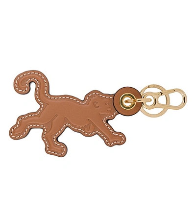 Shop Loewe Monkey Leather Charm In Tan/primary Red