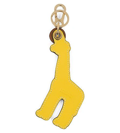 Shop Loewe Giraffe Leather Charm In Tan/yellow