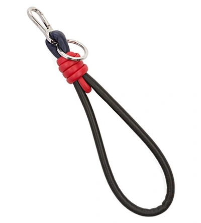 Loewe Knot And Loop Leather Key Ring In Navy/red/black