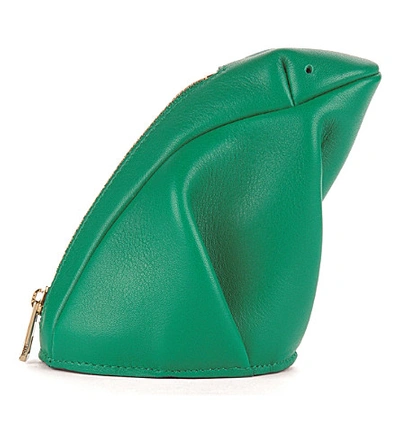 Shop Loewe Frog Leather Coin Purse In Green