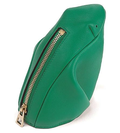 Shop Loewe Frog Leather Coin Purse In Green