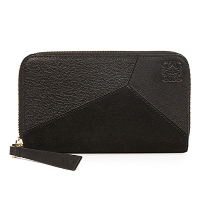Loewe Puzzle Medium Zip Around Wallet In Black