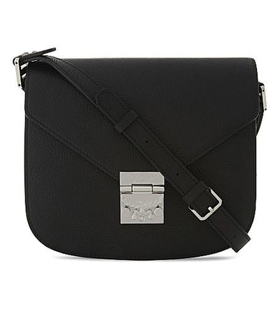 Shop Mcm Patricia Park Avenue Leather Shoulder Bag In Black