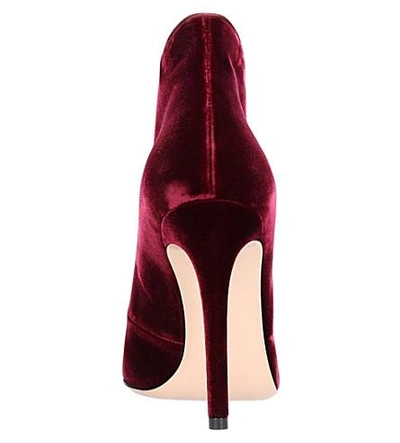 Shop Gianvito Rossi Vamp 105 Velvet And Leather Heeled Ankle Boots In Wine