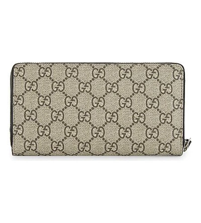 Shop Gucci Bestiary Supreme Canvas Wallet In Tan