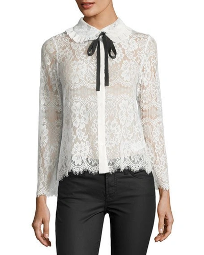 English Factory Long-sleeve Lace Top In White