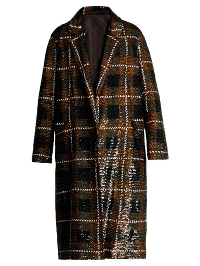 Ashish Checked Sequin-embellished Cotton Coat In Brown Multi