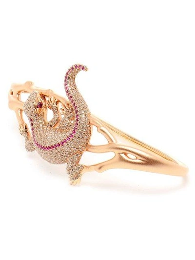 Shop Gaydamak Diamond And Ruby Salamander Hand Bracelet In Pink