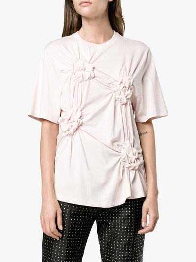 Shop Simone Rocha Ruched Flower T-shirt In Pink/purple