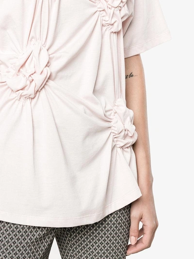 Shop Simone Rocha Ruched Flower T-shirt In Pink/purple