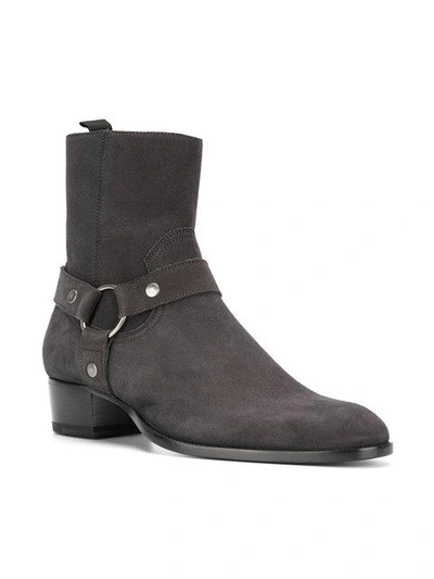 Shop Saint Laurent Wyatt Boots In Grey
