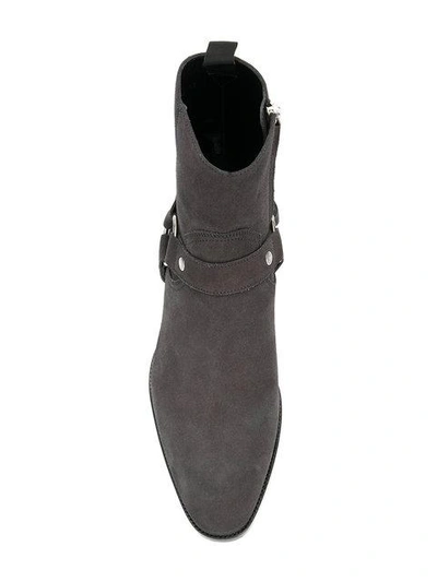 Shop Saint Laurent Wyatt Boots In Grey