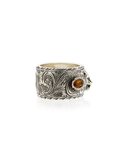 Shop Gucci Crystal Tiger Ring