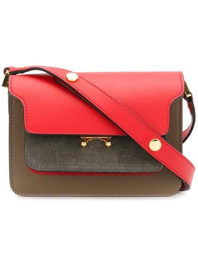 Shop Marni Trunk Mini Shoulder Bag In Red