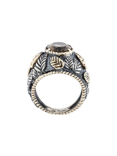 Shop Ugo Cacciatori Romantic Leaves Gem Ring In Metallic