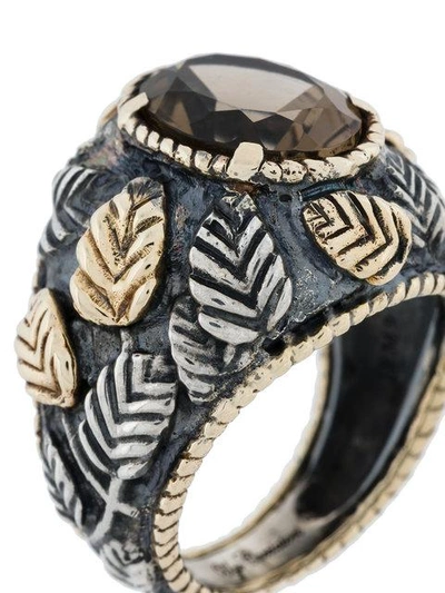 Shop Ugo Cacciatori Romantic Leaves Gem Ring In Metallic