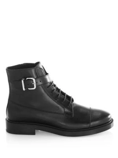 Shop Tod's Buckle Combat Boots In Black