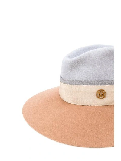 Shop Maison Michel Colour Block Trilby Hat In Grey