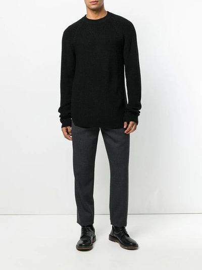 Shop Yohji Yamamoto Crew Neck Jumper - Black