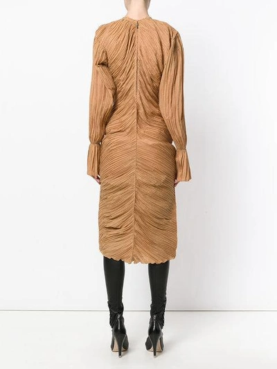 Nina Ricci Ruched Long-sleeve Midi Dress, Camel | ModeSens
