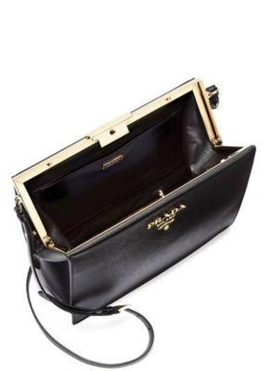 Shop Prada Saffiano Leather Frame Shoulder Bag In Black