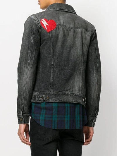 Shop Saint Laurent Stonewashed Jean Jacket - Grey