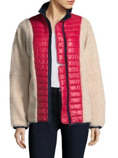 Shop Sandy Liang Chambers Combo Fleece Jacket In Fleecey