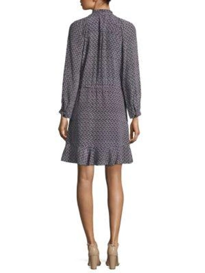 Shop Rebecca Taylor Static Silk Dress In Dark Navy