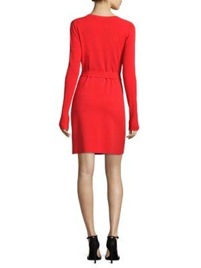 Shop Diane Von Furstenberg Long-sleeve Knit Wrap Dress In Bright Red