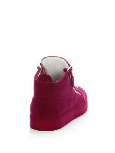 Shop Giuseppe Zanotti Velvet Spray High-top Trainers In Fuxia