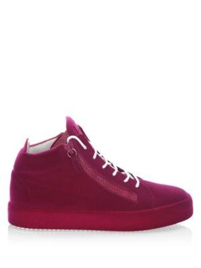 Shop Giuseppe Zanotti Velvet Spray High-top Trainers In Fuxia