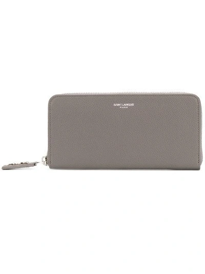 Shop Saint Laurent Classic Rive Gauche Wallet In Grey