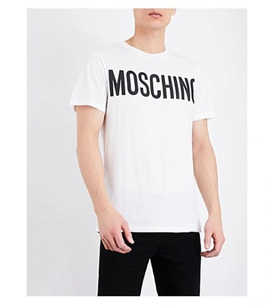 Shop Moschino Logo Cotton T-shirt In White