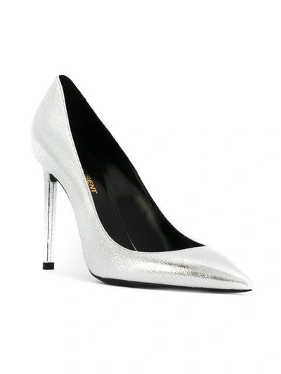 Saint Laurent Anja Metallic Textured-leather Pumps | ModeSens