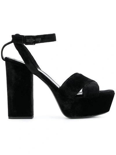 Shop Saint Laurent Farrah 80 Crisscross Sandals - Black