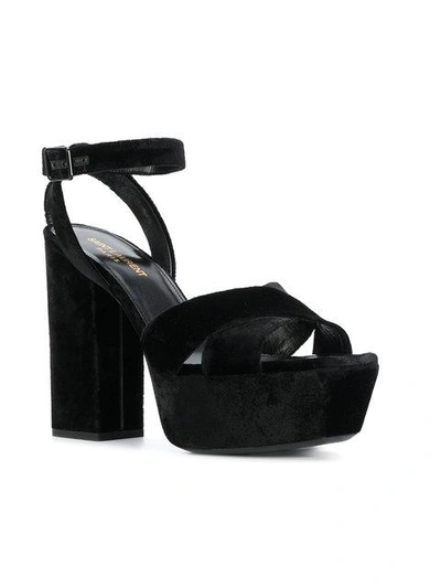 Shop Saint Laurent Farrah 80 Crisscross Sandals - Black