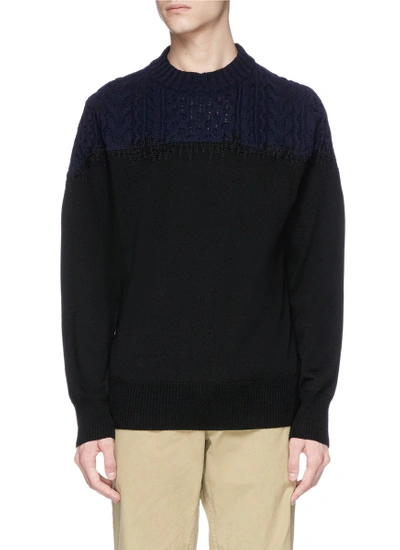 Shop Sacai Panelled Wool Sweater