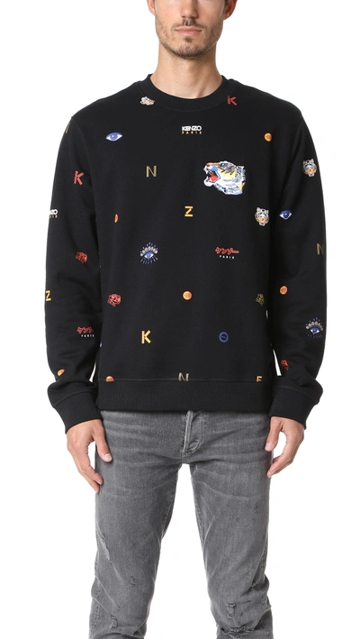 Shop Kenzo Allover Tiger Sweatshirt In Black