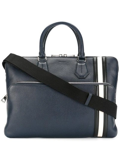 Shop Bally Striped Tote In Blue