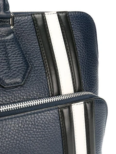 Shop Bally Striped Tote In Blue