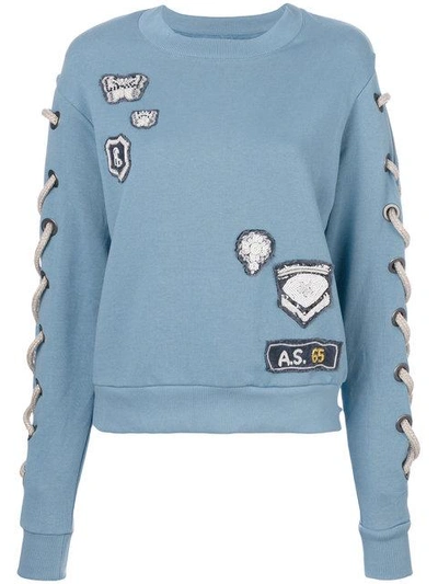Shop As65 Embroidered Sweatshirt In Blue