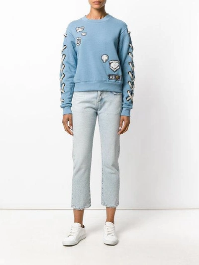 Shop As65 Embroidered Sweatshirt In Blue