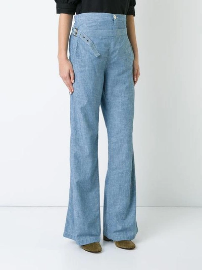 Shop Chloé High Waisted Denim Flares In Blue