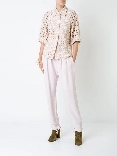 Shop Chloé Tie Ankle Cuff Trousers In Pink