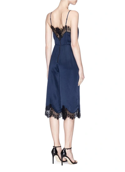 Shop Alice And Olivia 'quincy' Lace Trim Silk Satin Gaucho Jumpsuit