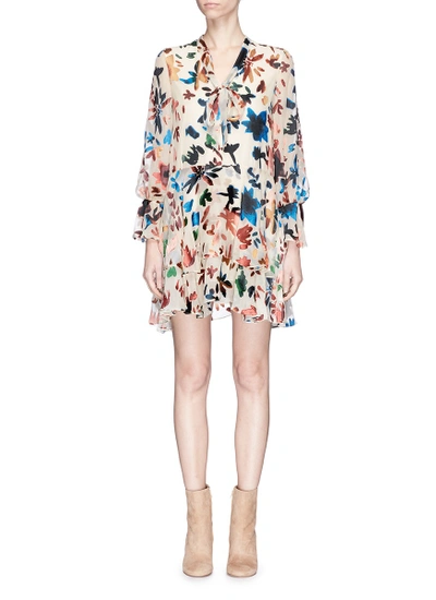 Alice And Olivia 'moore' Floral Burnout Appliqué Tiered Dress
