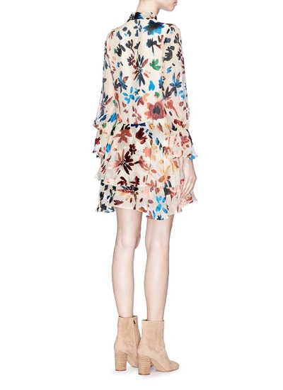 Shop Alice And Olivia 'moore' Floral Burnout Appliqué Tiered Dress